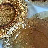 Vereco Sunflower amber plates – 8 vintage pieces (4 dinner plates, 4 dessert plates)