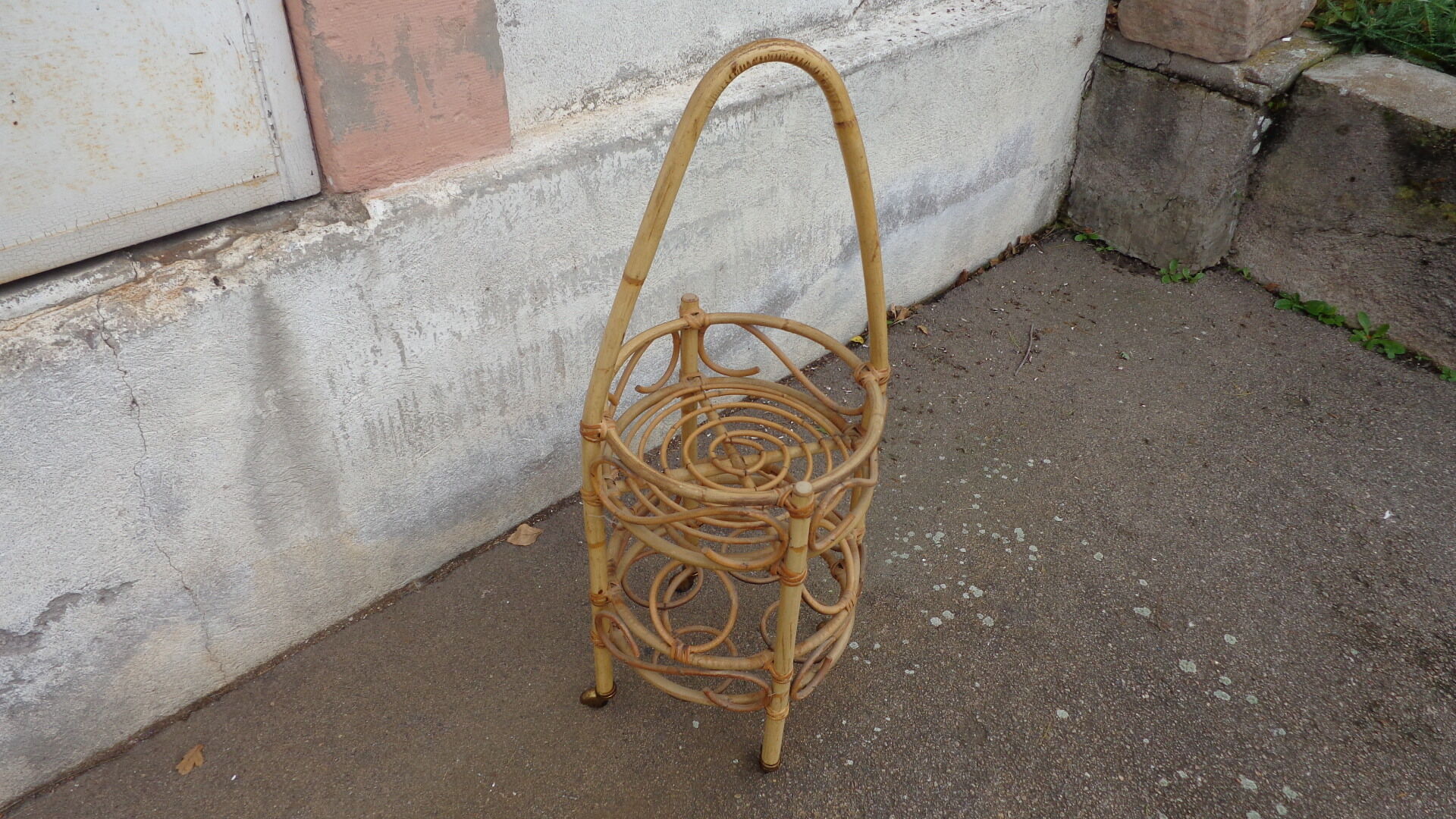 Bamboo serving table on wheels
