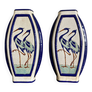 Paire de vases méplats