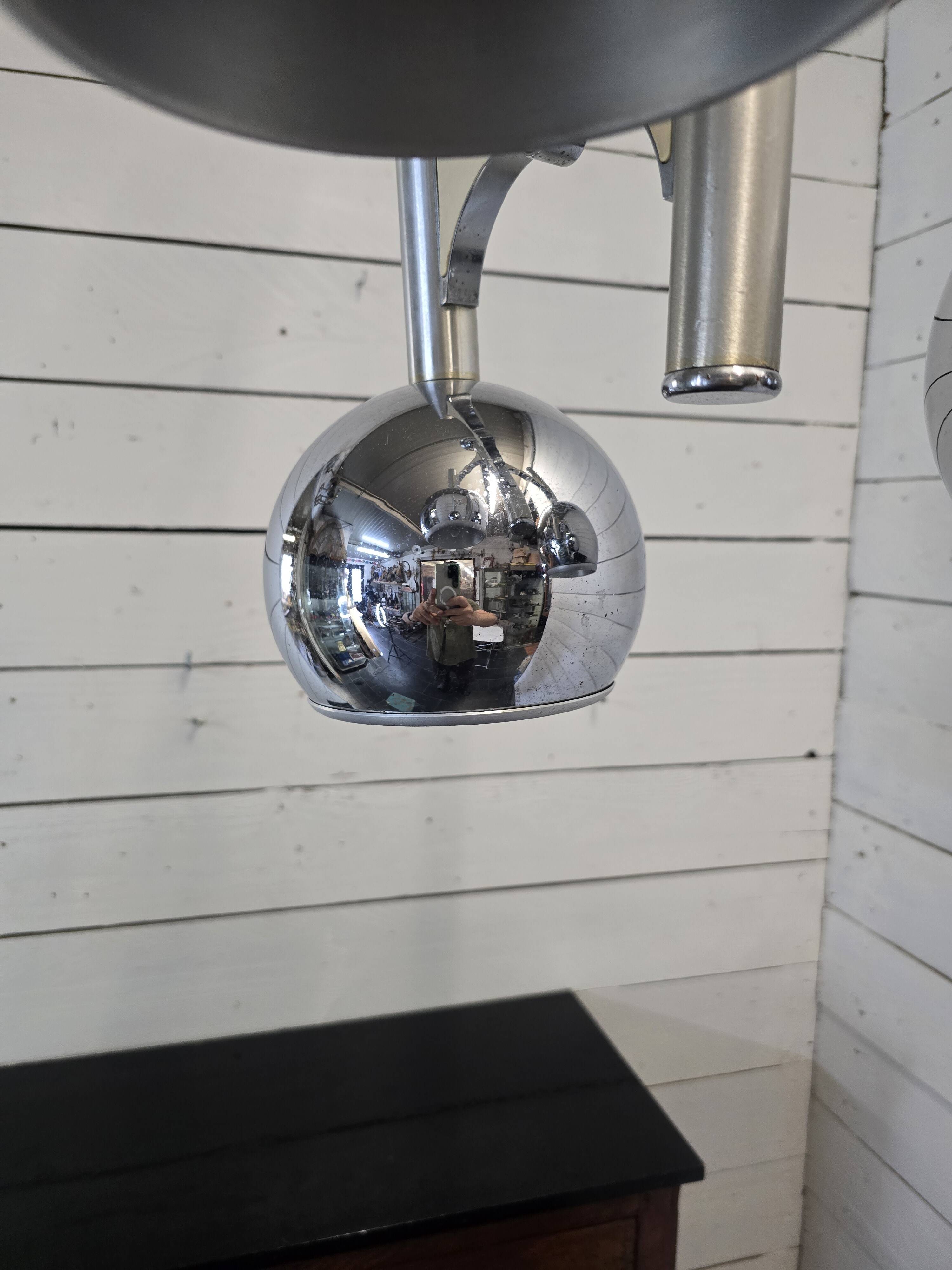 Vintage 3-light chrome metal chandelier