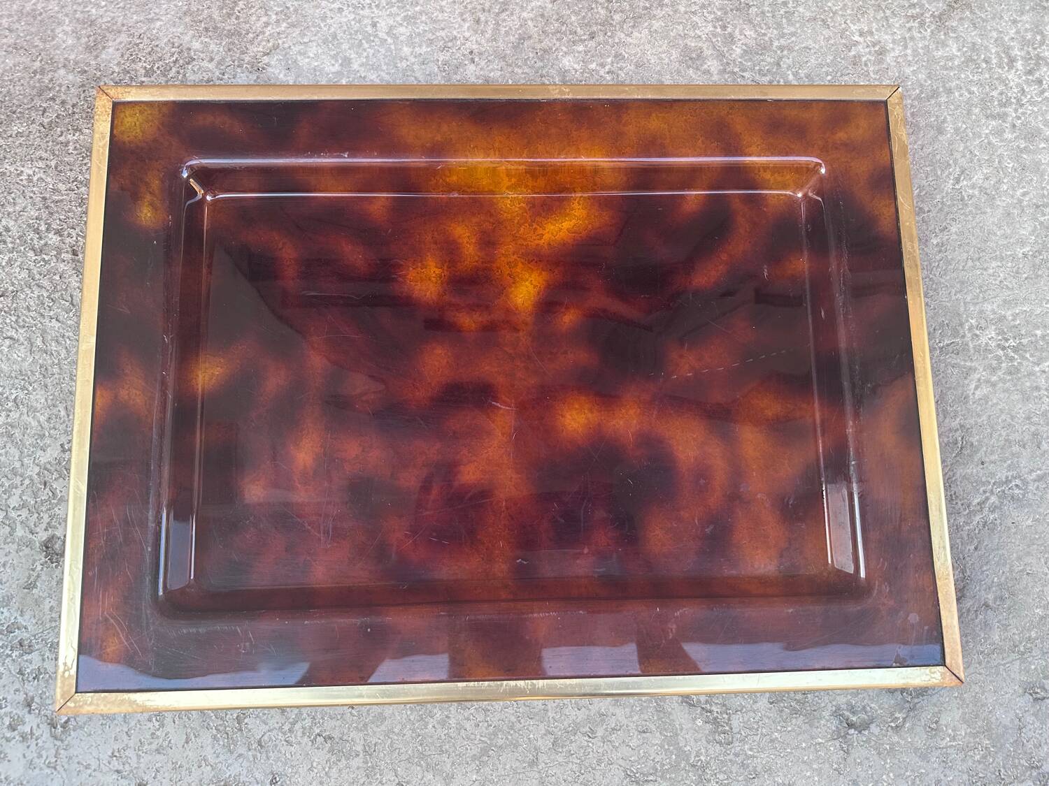 Lucite and brass serving tray by Christian Dior circa 1970