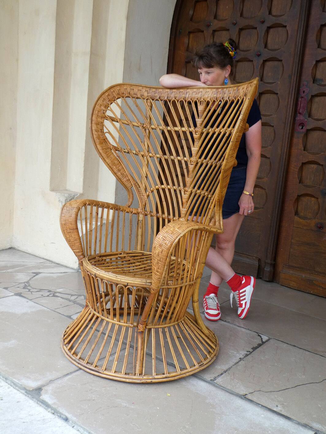 huge rattan armchair