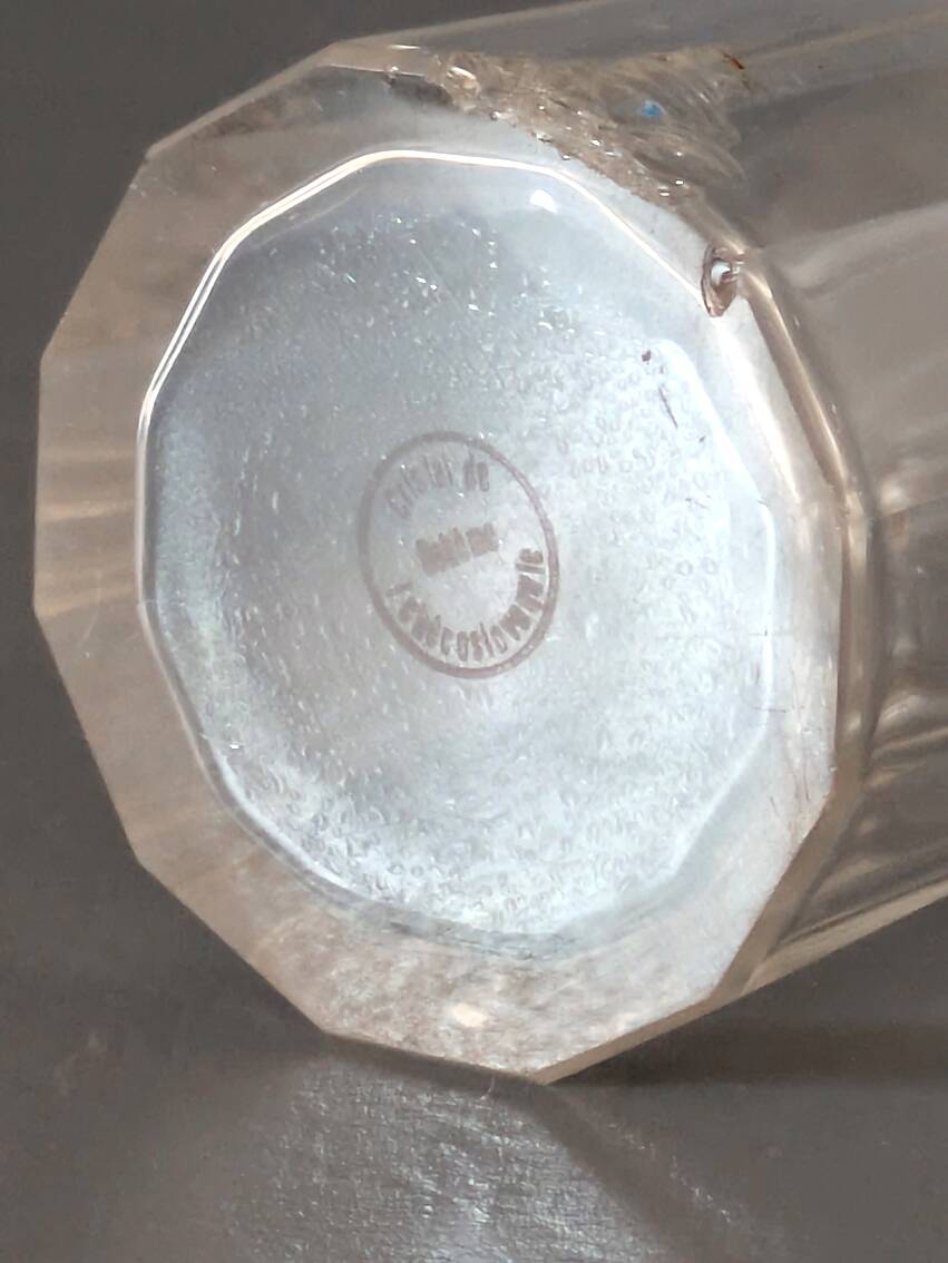 Antique Bohemian crystal and silver-plated metal sugar bowl, 15cm high