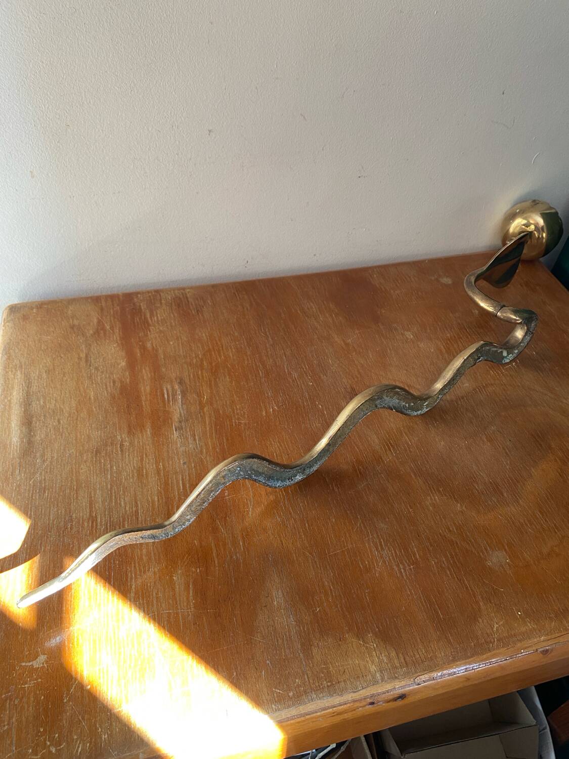 Large brass cobra wall candle holder