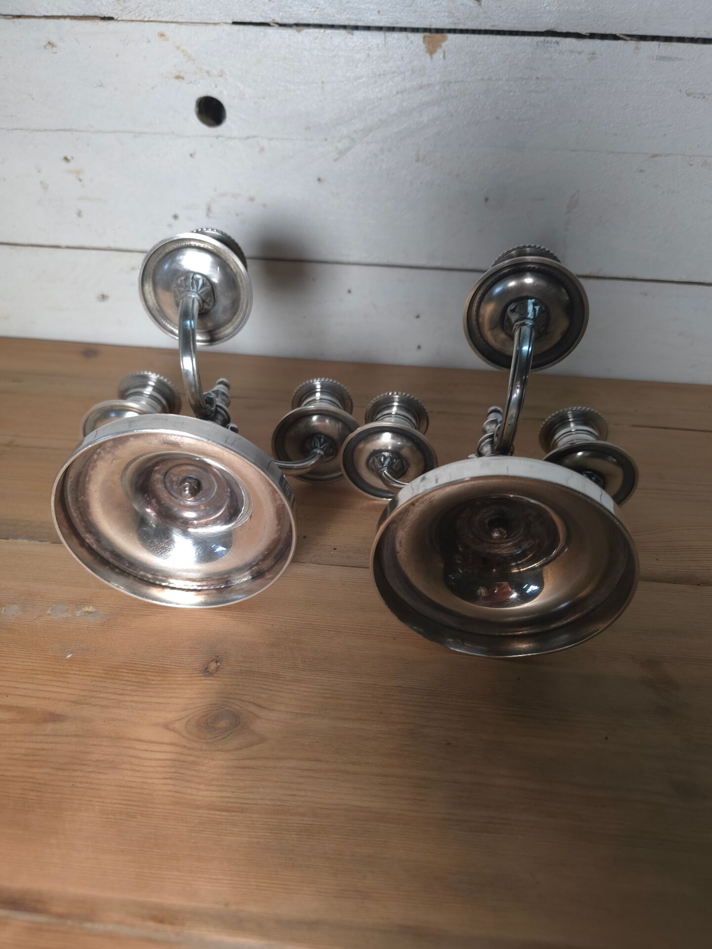 Pair of silver-plated candlesticks