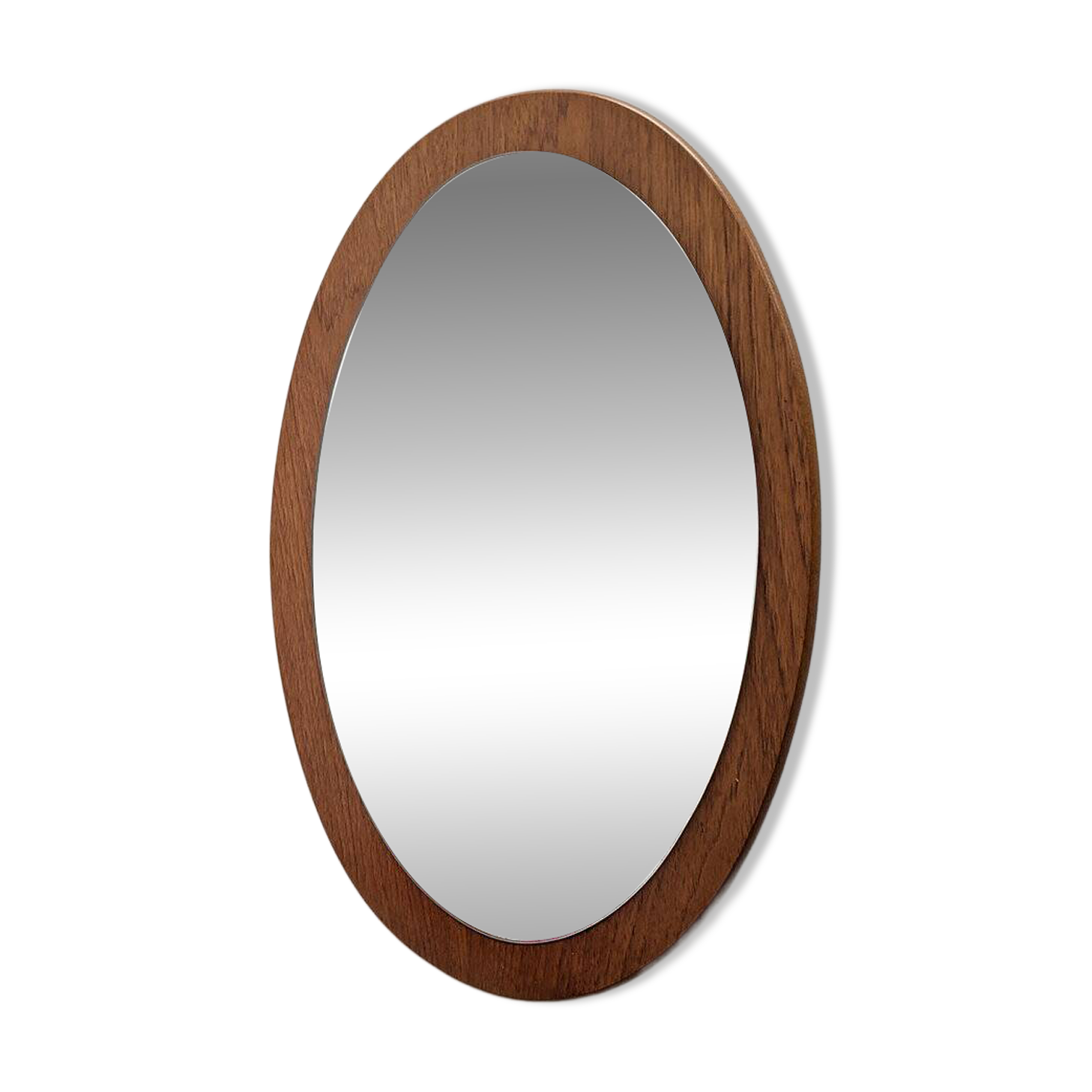 Scandinavian oval mirror in teak – 1960s