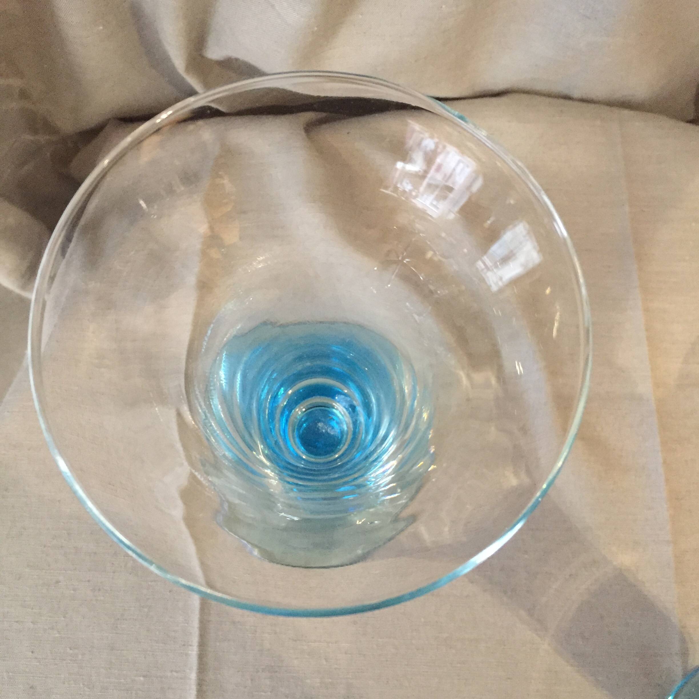 Pairs of transparent soliflores vases with blue legs