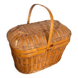 Antique Bressan Basket Fishing Net Wicker Woven Vintage #C072