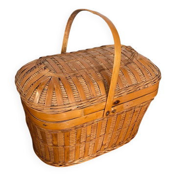 Panier bressan ancien, nasse de pêche en osier tressé