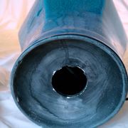 2 blue crackle ceramic desk lamp bases, 1950s