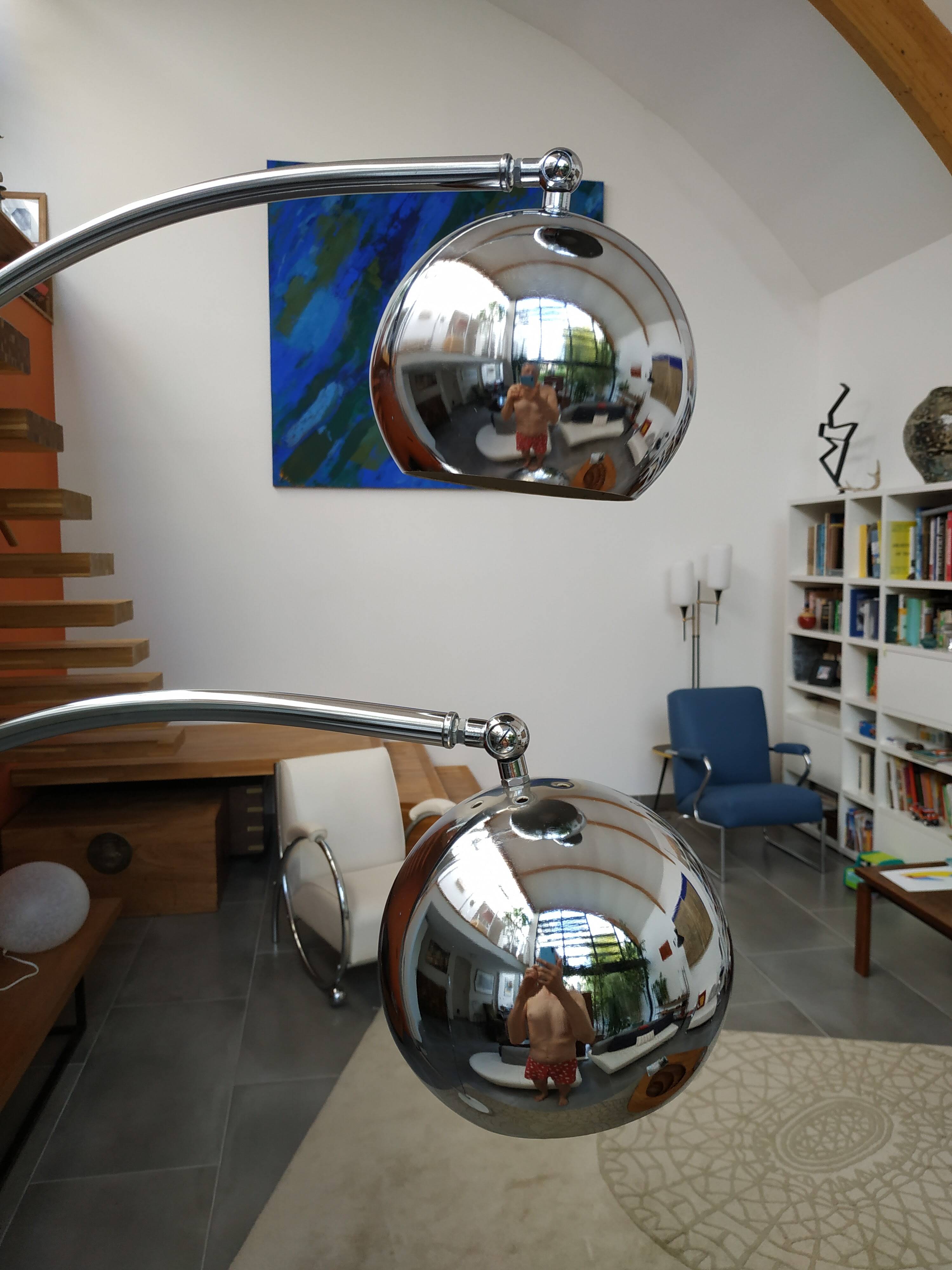 "Muguet" floor lamp by G. Reggiani in chrome metal from the 70s