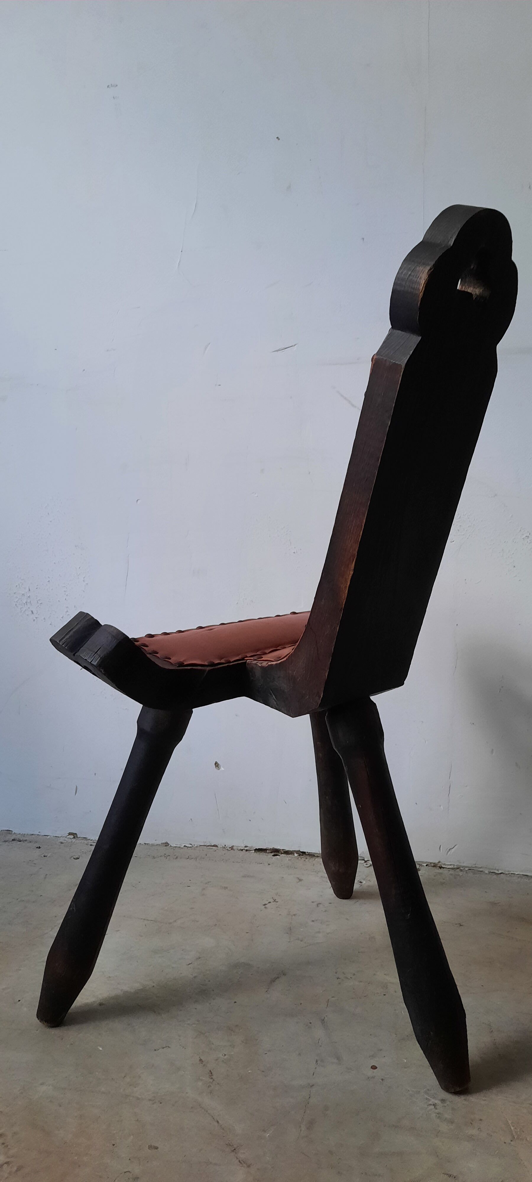Brutalist style tripod accent chair from the 50s