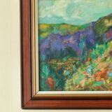 Huile sur toile vintage européenne originale – « Paysage vivant »