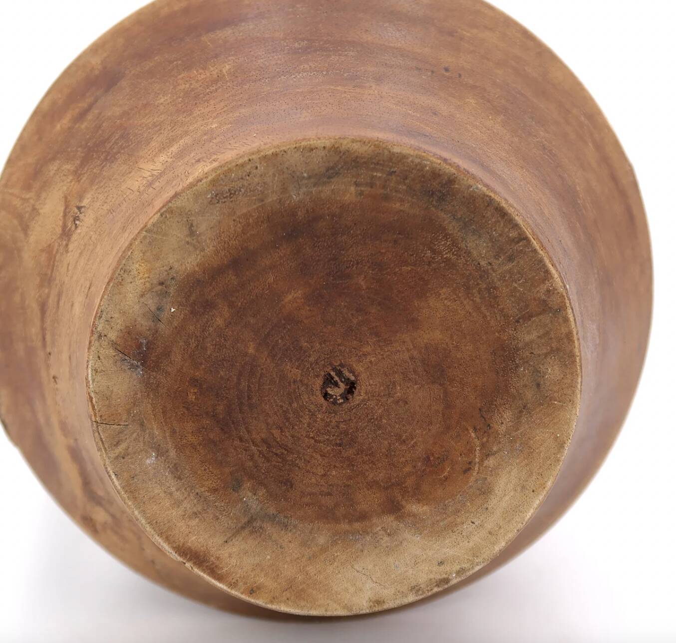 Wooden amphora vase, handles covered with wicker, 1970s.