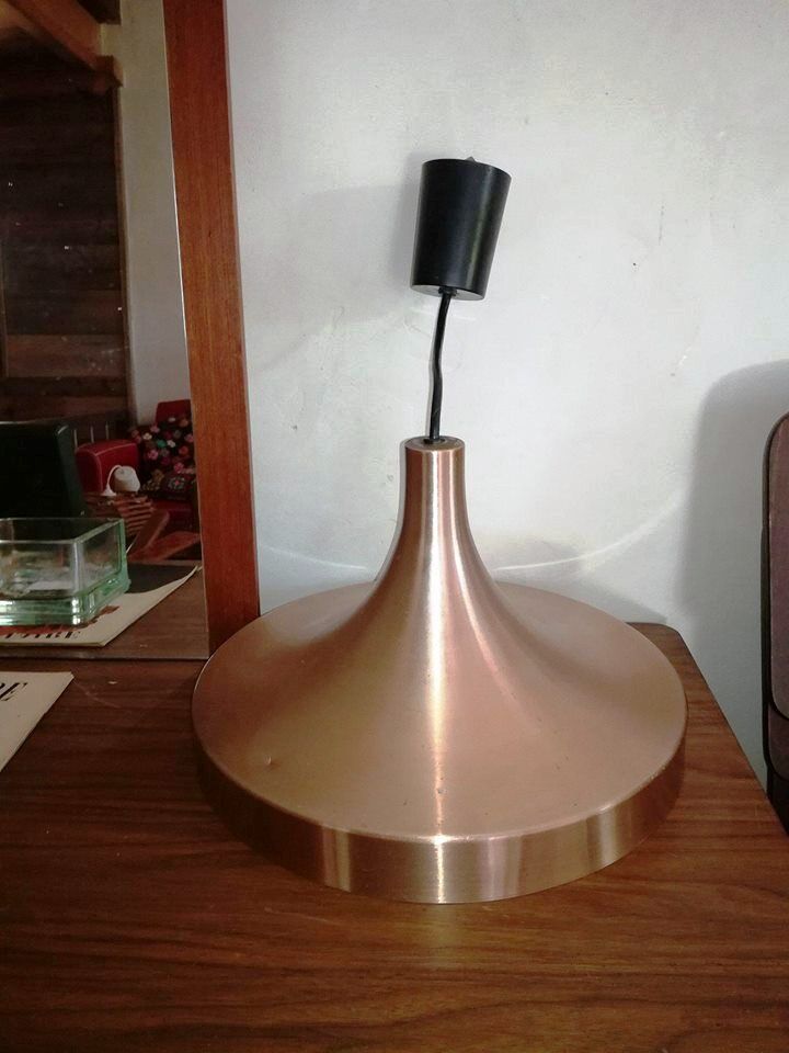 Hanging lamp "doria" copper metal 1970