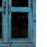 Blue display cabinet, sideboard, teak wood, India
