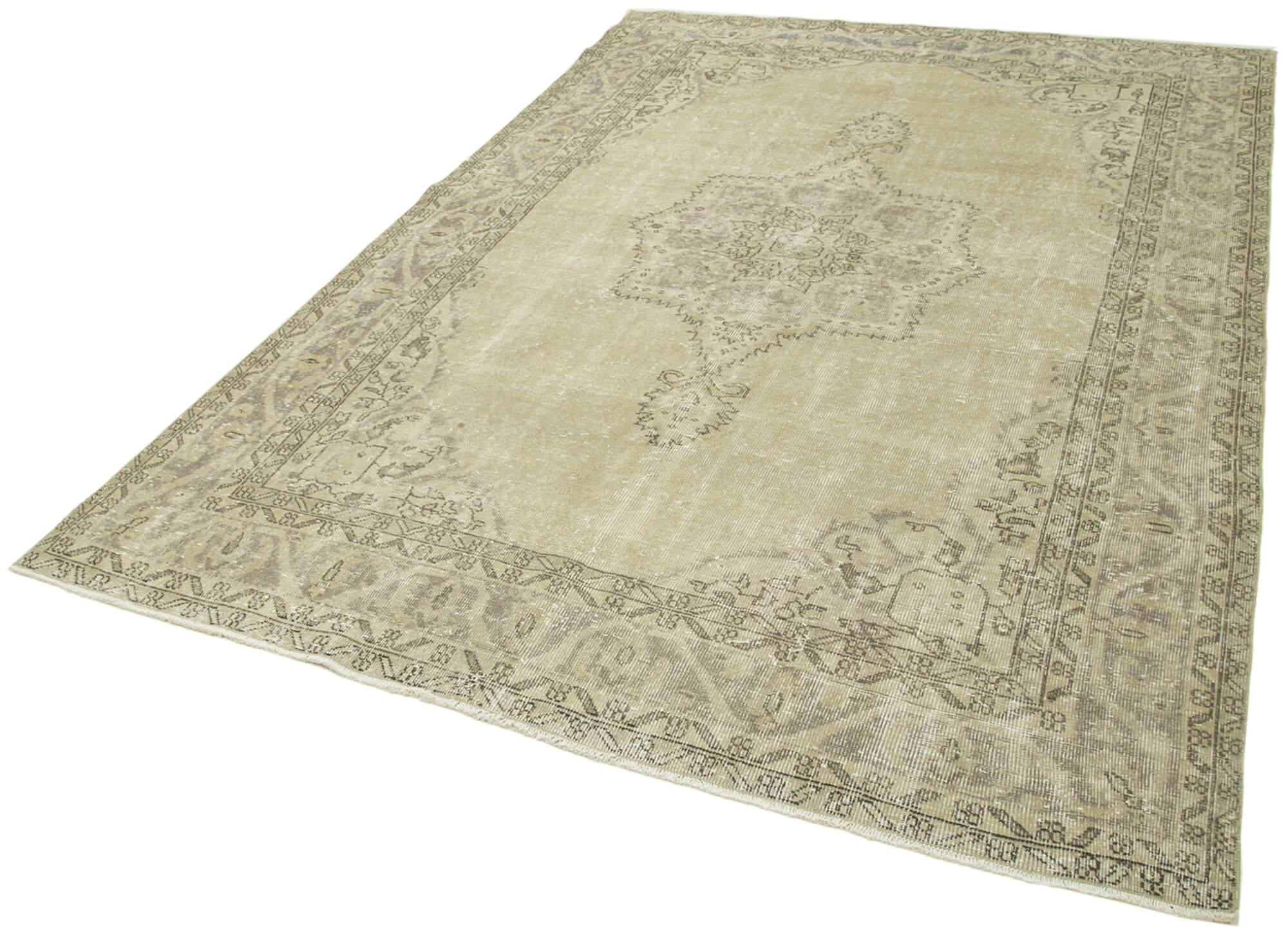 handwoven vintage anatolian beige carpet 194 cm x 278 cm