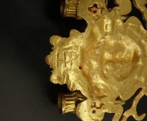 Pair of wall sconces with female masks, Napoléon III period, 19th century - bronze