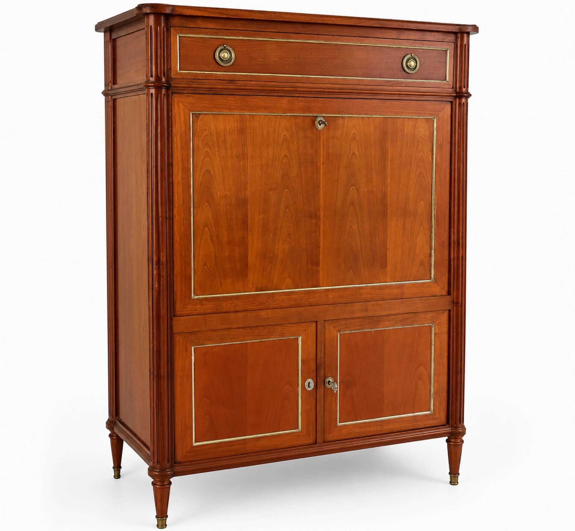 Secretary bar furniture, solid wood Louis XVI style - mirror and shelf