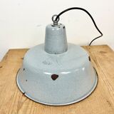 Industrial grey enamel factory lamp, 1960s