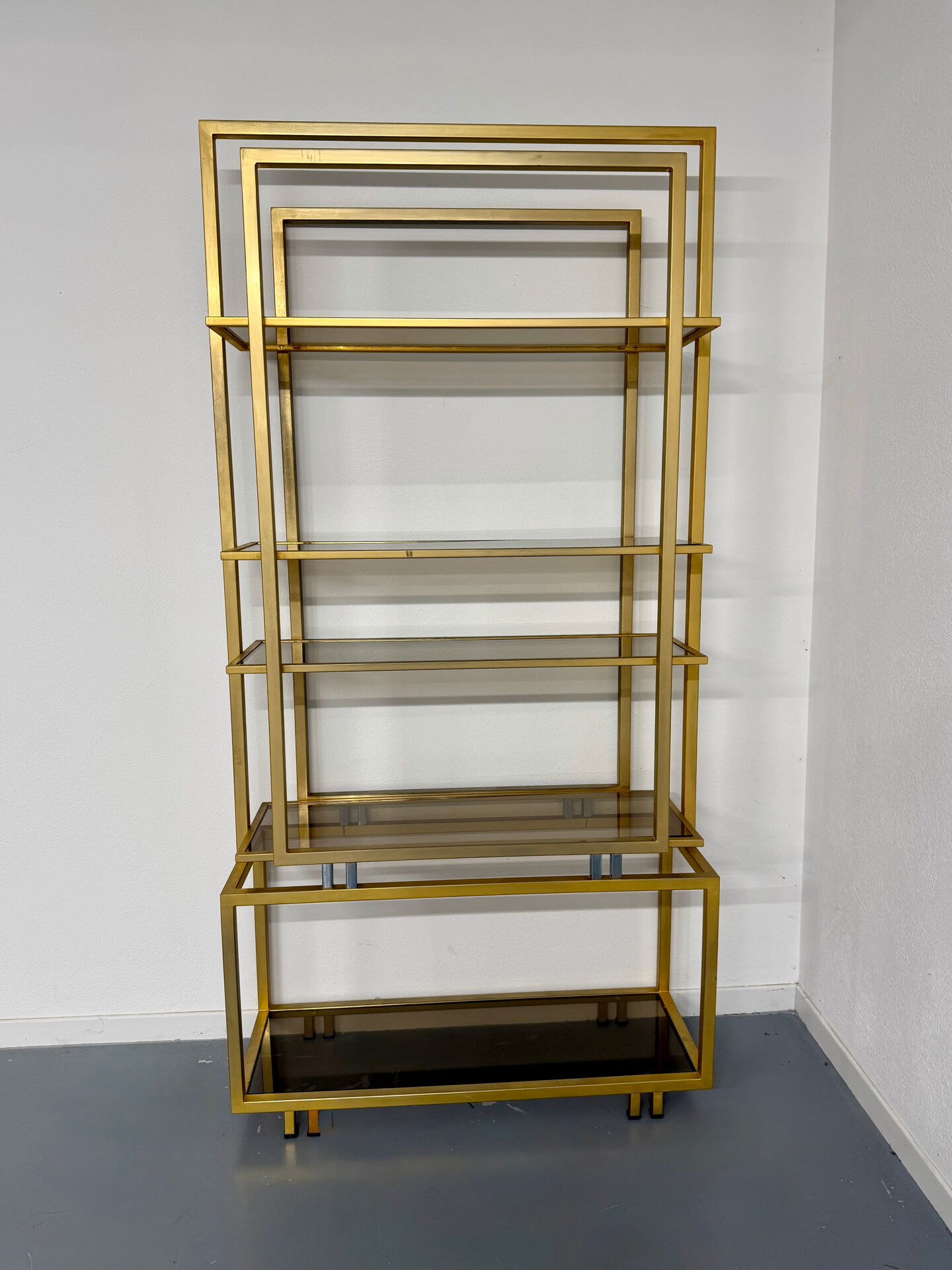1970s vintage Italian design brass and glass shelf