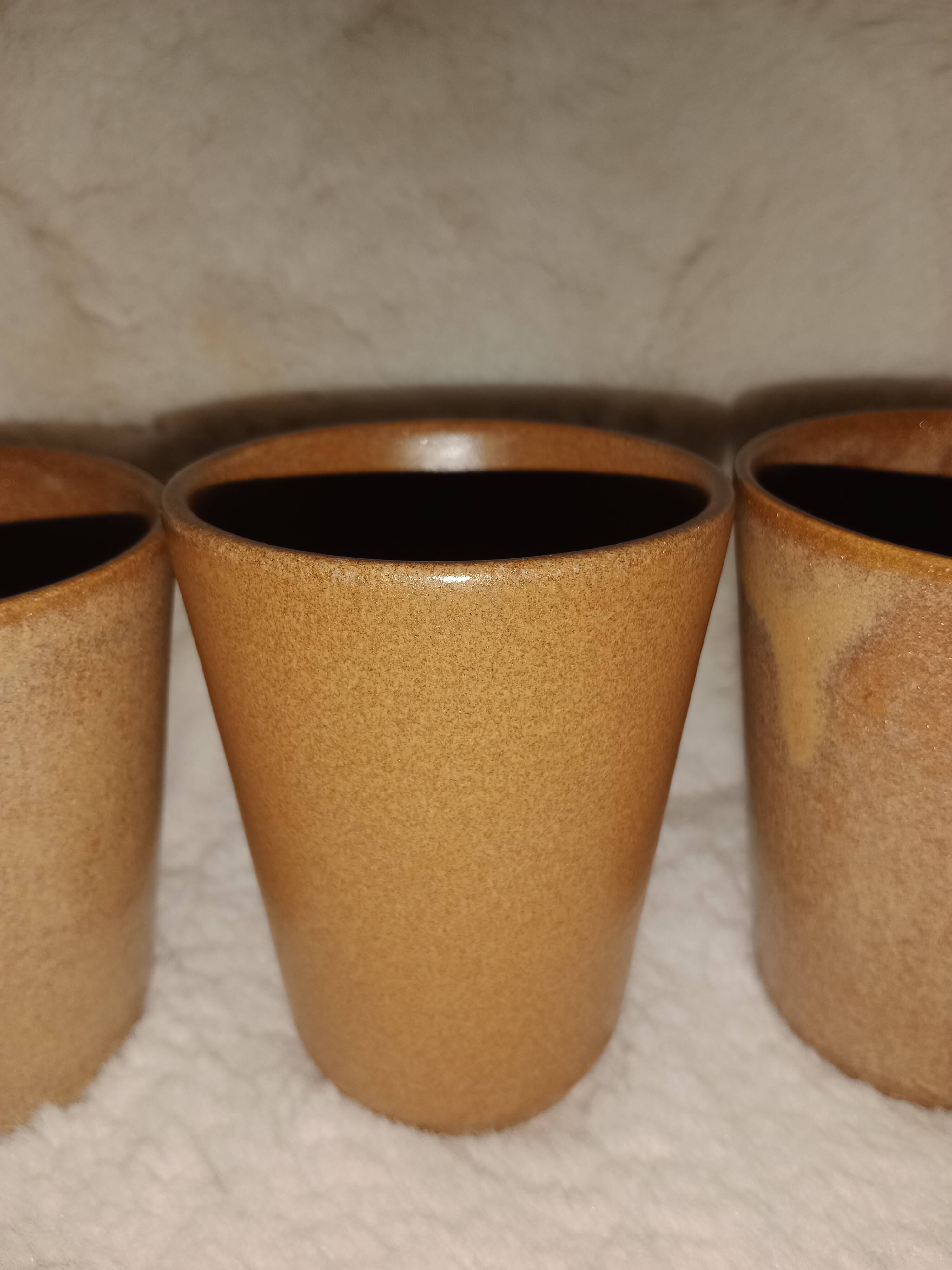 Vintage Iridescent Stoneware Coffee Mugs