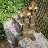 Pair of old chenets fleur de lys pattern