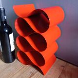 Red painted metal bottle holder, vintage 1980