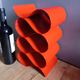 Red painted metal bottle holder, vintage 1980