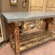 Establishment, counter, wooden and zinc serving table.