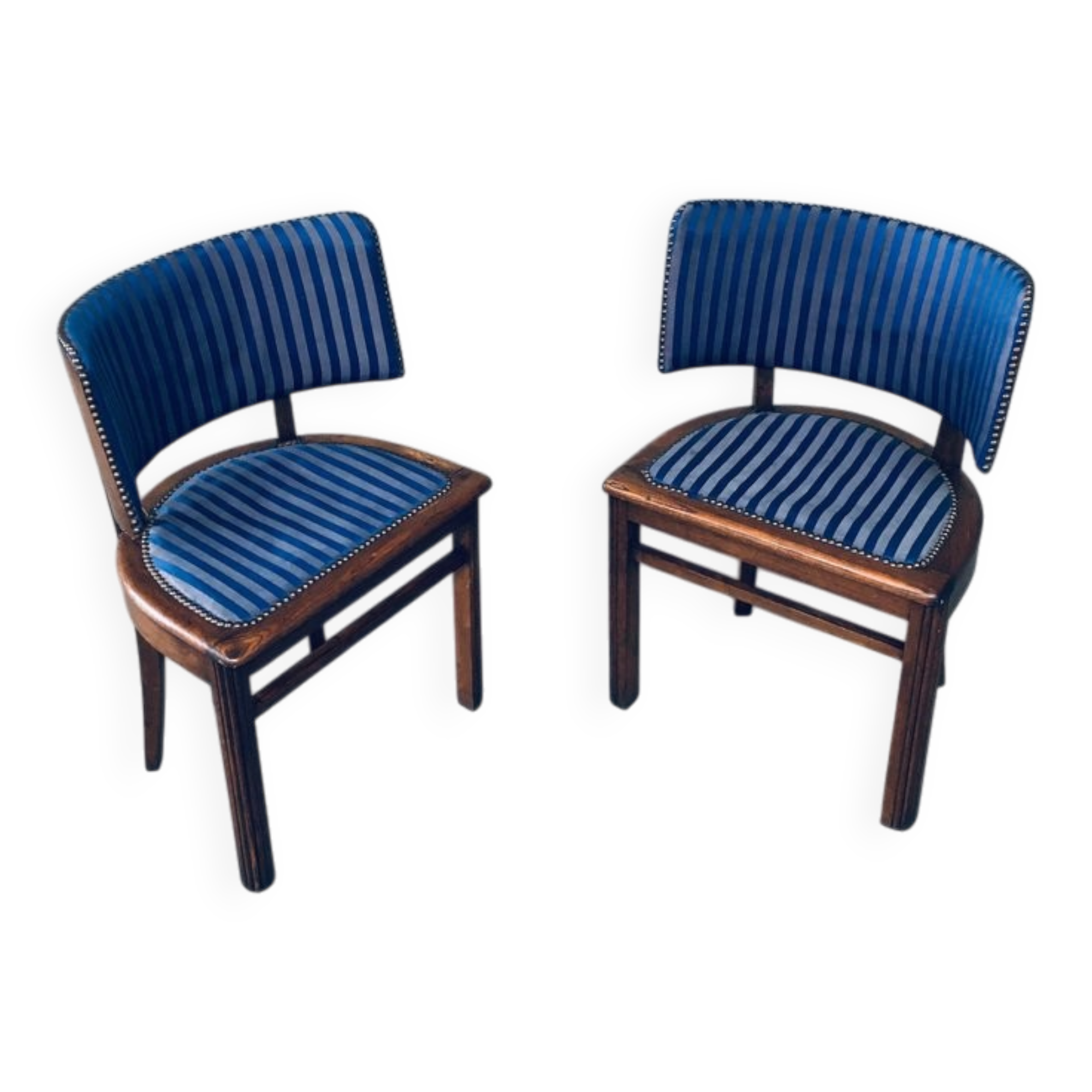 Set of Art Deco Curved Back Side Chairs, France, 1930s