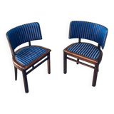 Set of Art Deco Curved Back Side Chairs, France, 1930s
