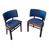 Set of Art Deco Curved Back Side Chairs, France, 1930s