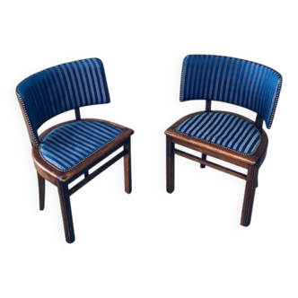 Set of Art Deco Curved Back Side Chairs, France, 1930s
