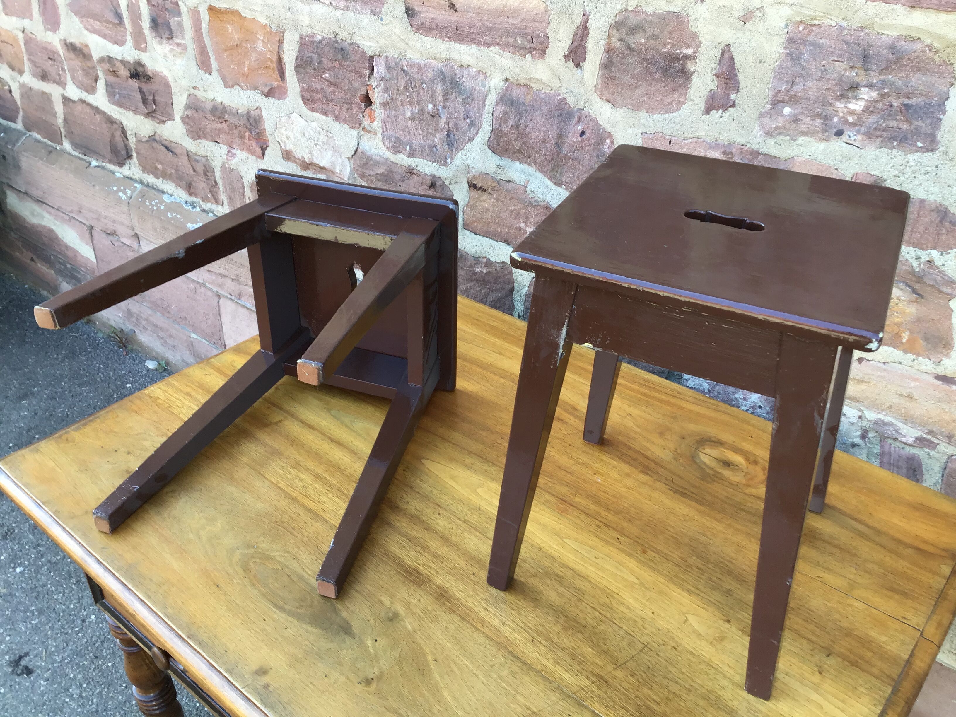 Vintage rustic farm stool