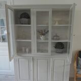 Display case 2 bodies patinated pearl gray waxed finish.