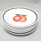 Eight Plates and Bowl with Apple Decoration 70s