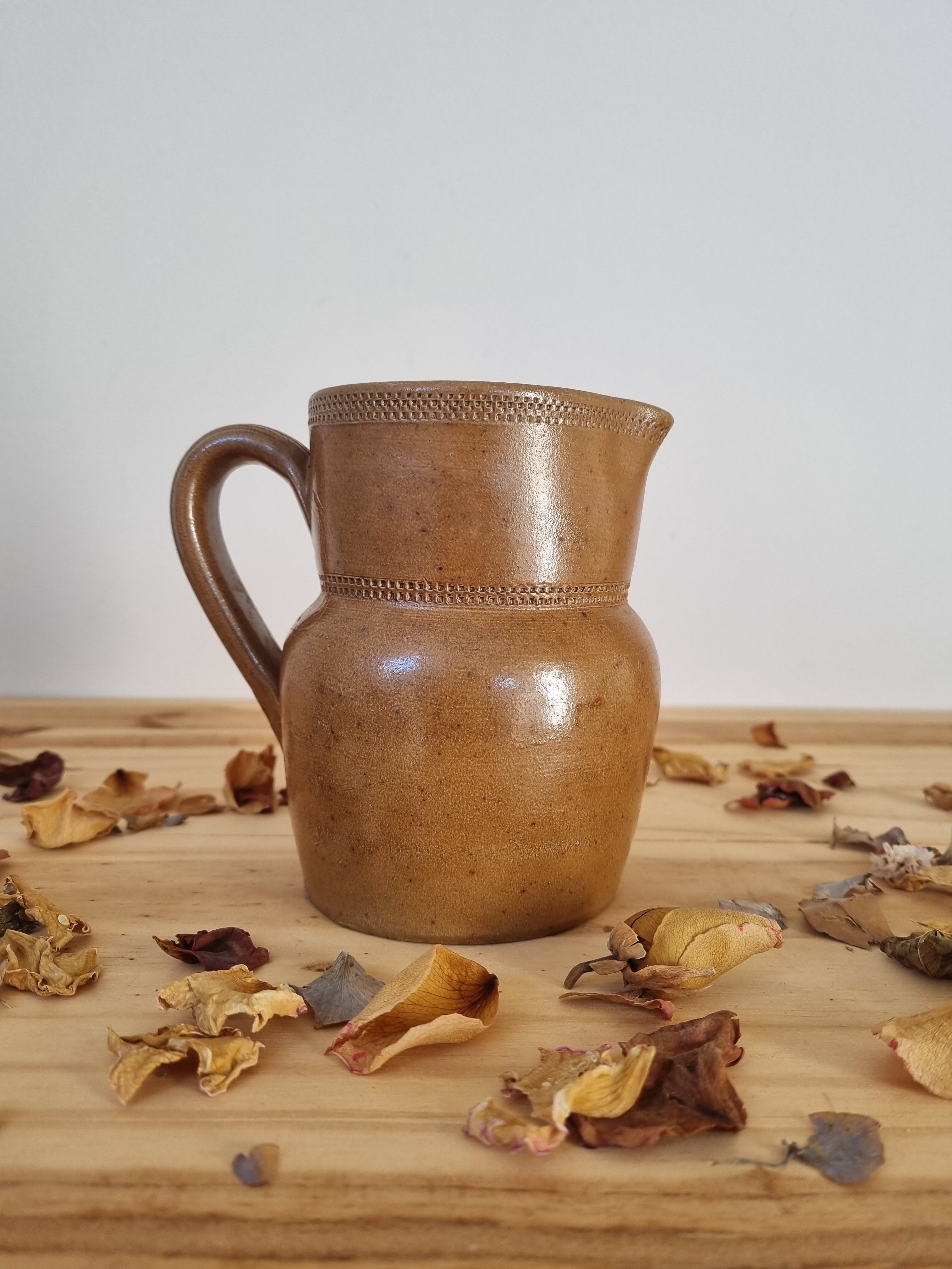 Pair of pitchers carafes vase stoneware