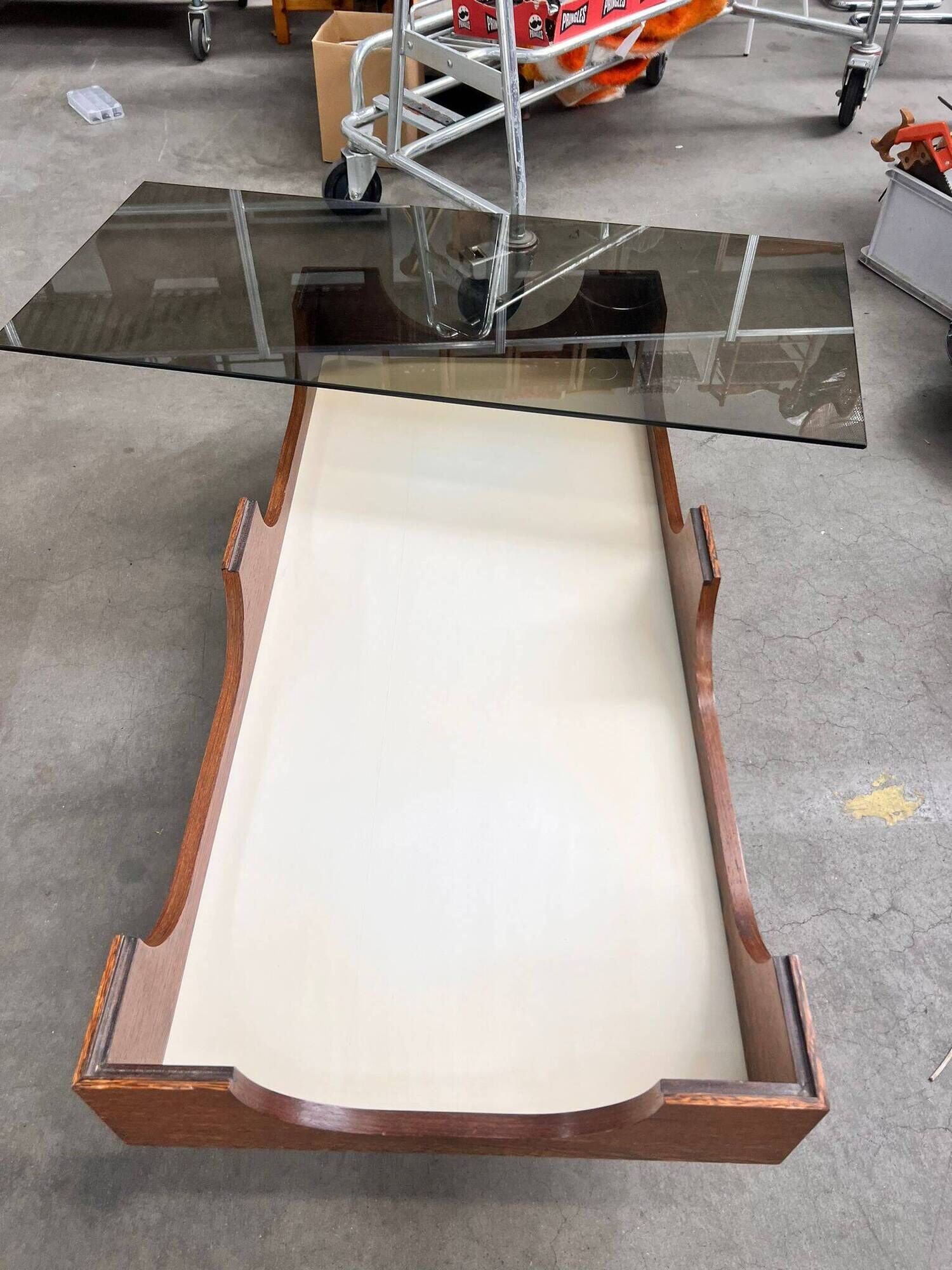 Vintage Space Age Coffee Table with Smoke Glass Table Top, 1960s