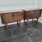 Pair of vintage 70s walnut bedside tables
