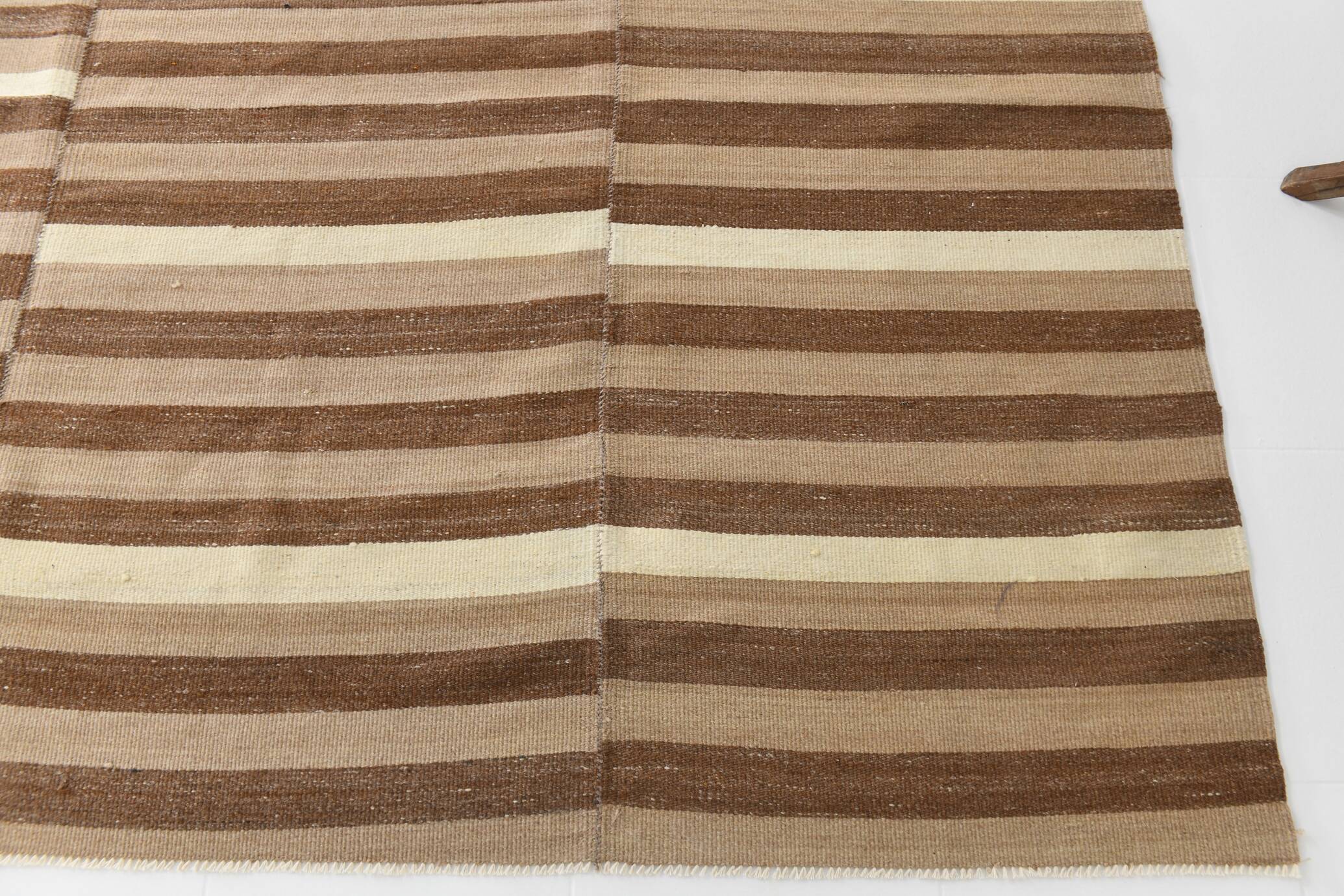 10x13 Dark Brown & Beige Vintage Kilim Rug, 311x394Cm