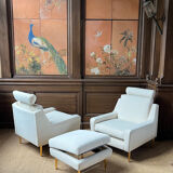 Paire de fauteuils et repose pied