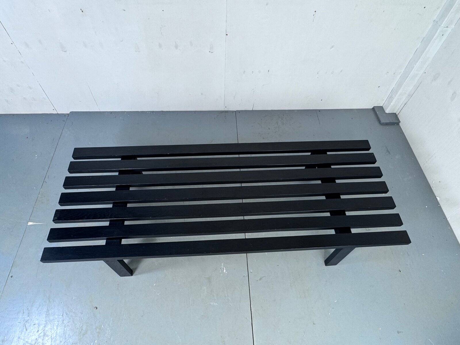 Mid-century modern Japandi black slat bench coffee table by Martin Visser for 't Spectrum, 1960s