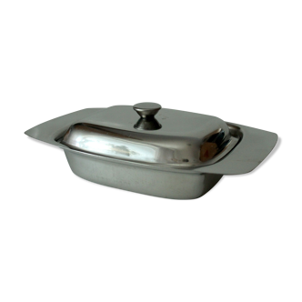 Stainless steel butter dish, vintage from the 1980s