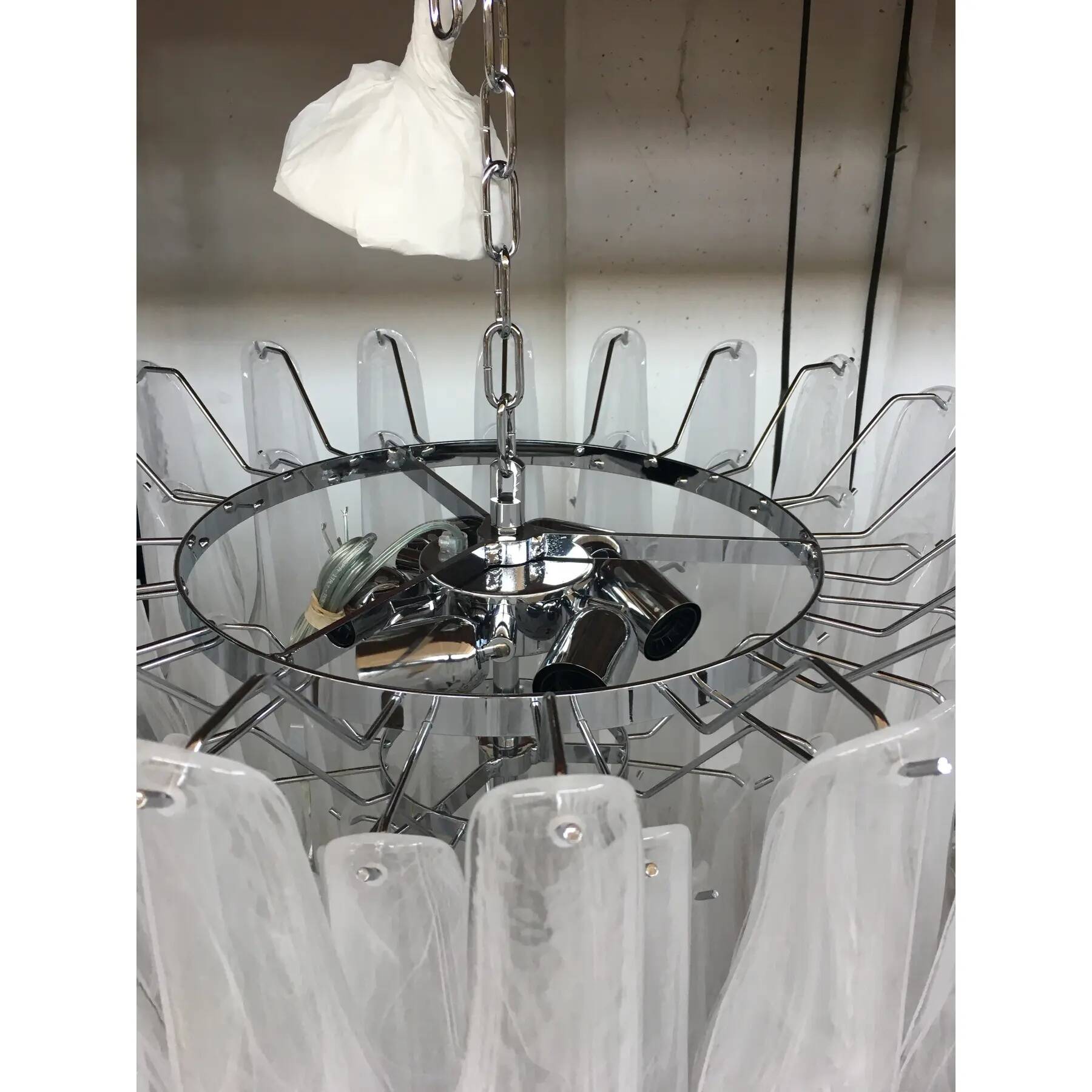 Contemporary Murano Glass Chandelier Italian Sella Alabastro