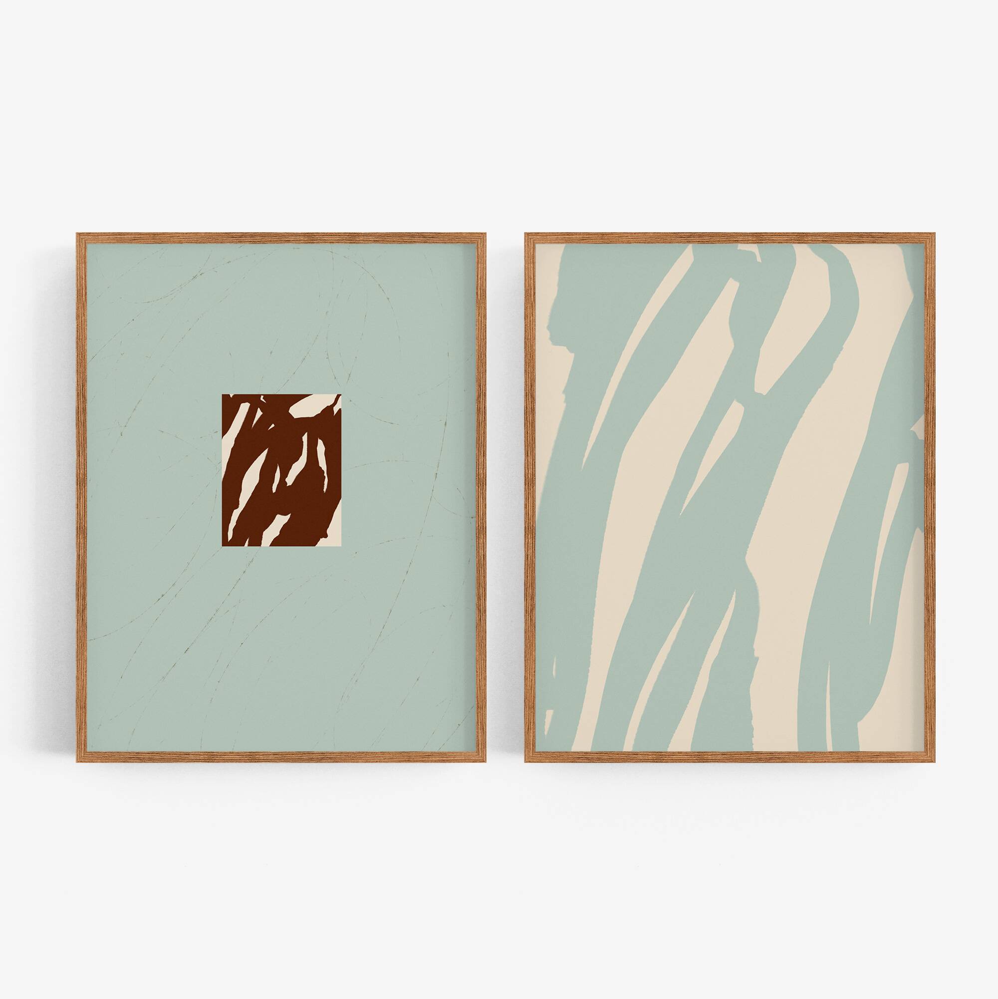 Pair of giclee prints, abstract wall art set of two, 50x70cm