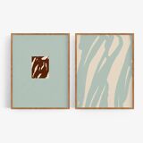Pair of giclee prints, abstract wall art set of two, 50x70cm