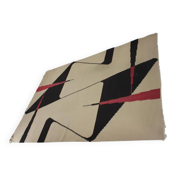 Tapis / moquette géométrique à design abstrait kilim du milieu du siècle, années 1960.