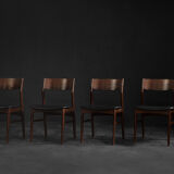 Vintage Mid-Century Scandinavian Modern Dining Chairs in Beech and Rosewood, 1960s, Set of 4