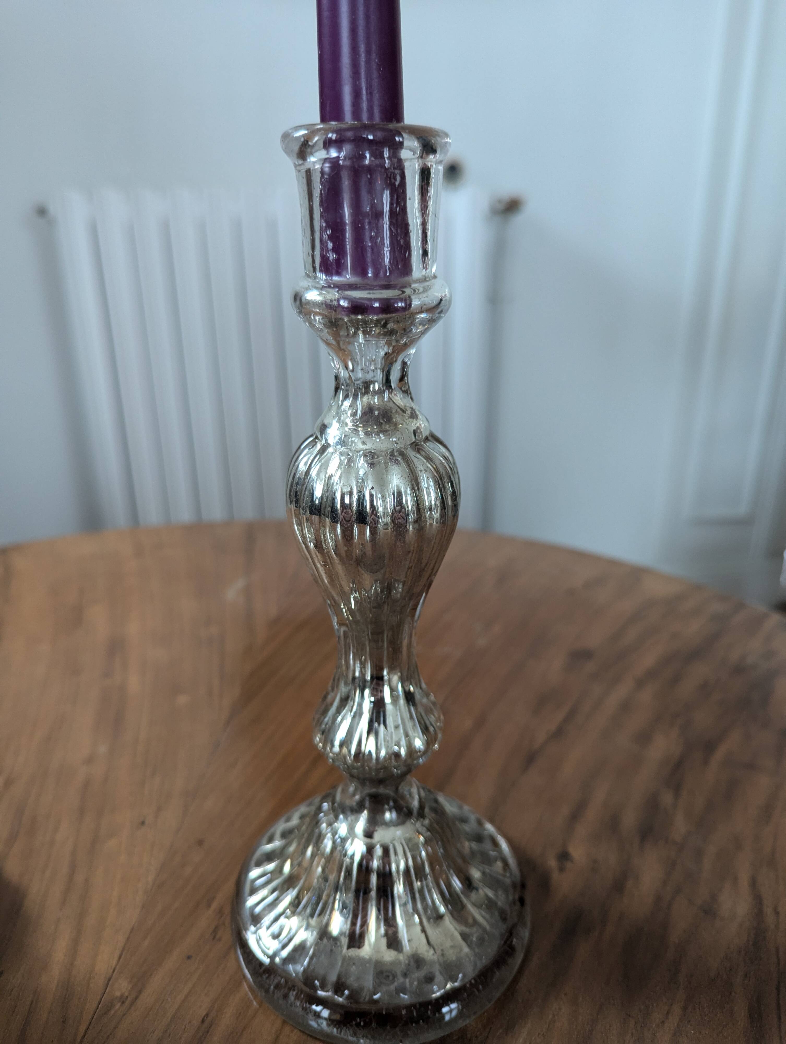 Eglomisé glass candle holders
